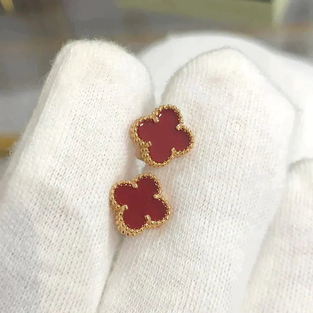[sparkle Jewelry ]CLOVER MINI 9.5MM CARNELIAN EARRINGS