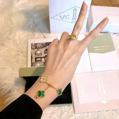 [sparkle Jewelry ] CLOVER 5 MOTIF MALACHITE BRACELET COLLECTION