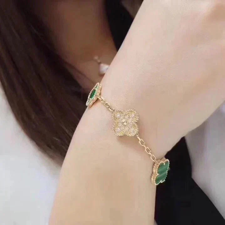 [sparkle Jewelry ] CLOVER 5 MOTIF MALACHITE BRACELET COLLECTION