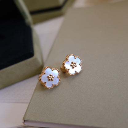 [sparkle Jewelry ]LUCKY PINK GOLD WHITE MOP EARRINGS