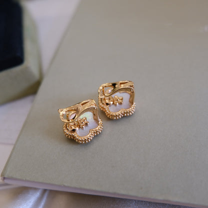 [sparkle Jewelry ]LUCKY PINK GOLD WHITE MOP EARRINGS