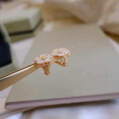 [sparkle Jewelry ]LUCKY PINK GOLD WHITE MOP EARRINGS