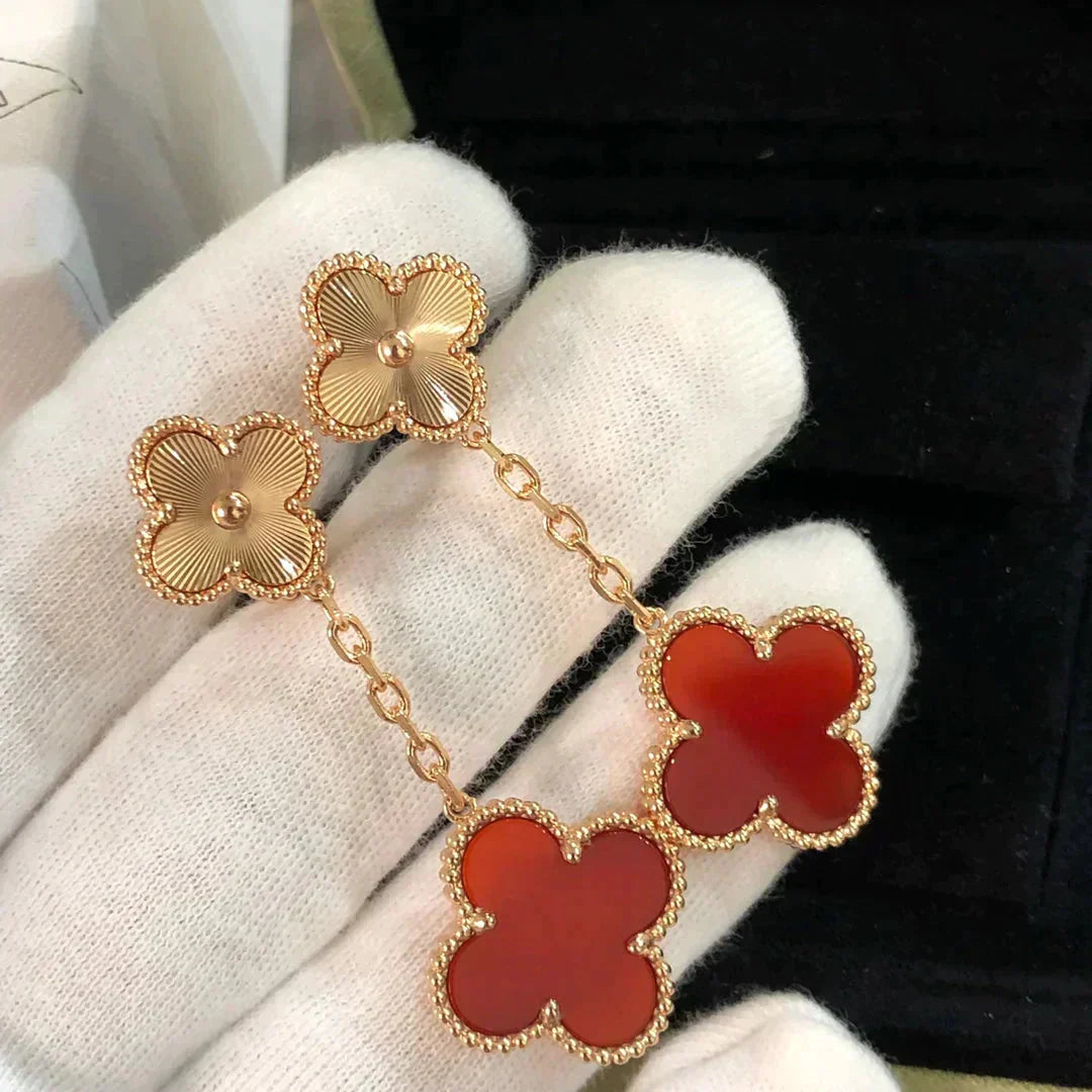 [sparkle Jewelry ]CLOVER 2 MOTIF  LASER CARNELIAN EARRINGS