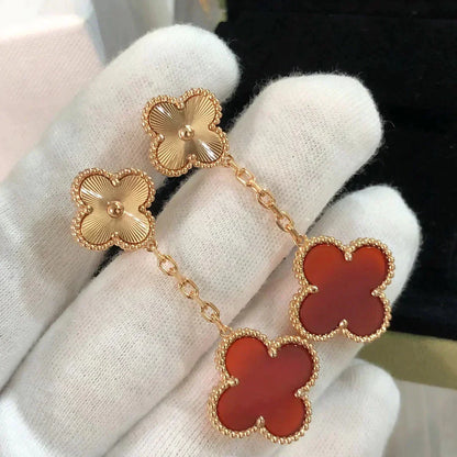[sparkle Jewelry ]CLOVER 2 MOTIF  LASER CARNELIAN EARRINGS
