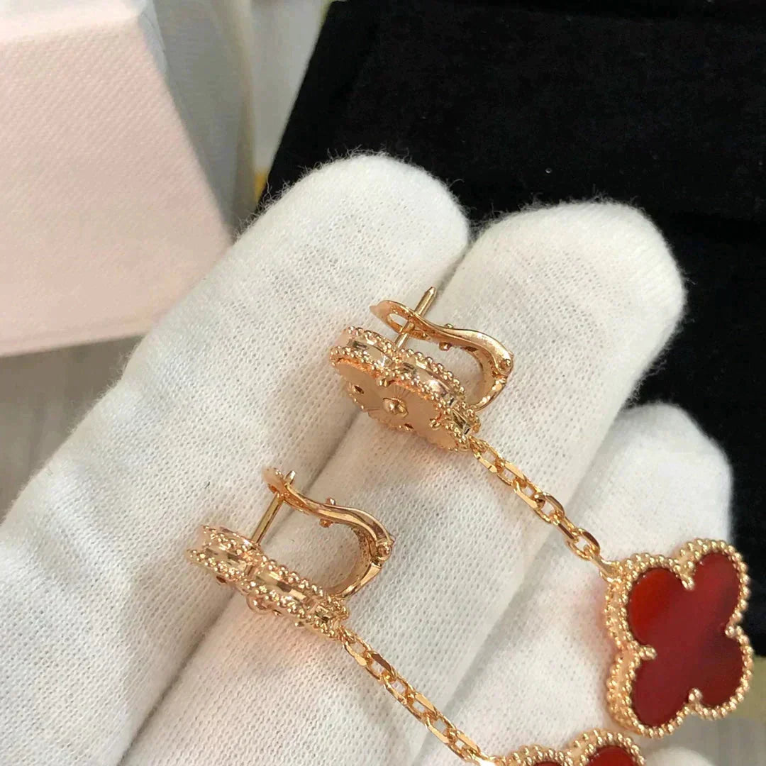 [sparkle Jewelry ]CLOVER 2 MOTIF  LASER CARNELIAN EARRINGS