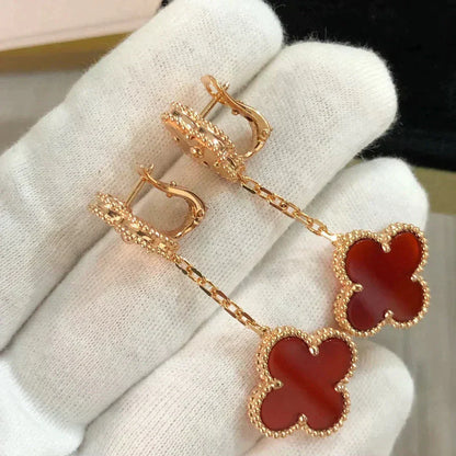 [sparkle Jewelry ]CLOVER 2 MOTIF  LASER CARNELIAN EARRINGS