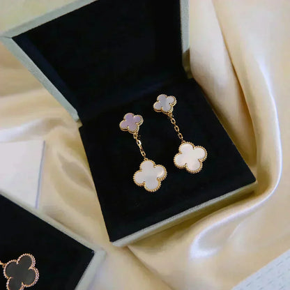 [sparkle Jewelry ]CLOVER 2 MOTIF WHITE MOP EARRINGS