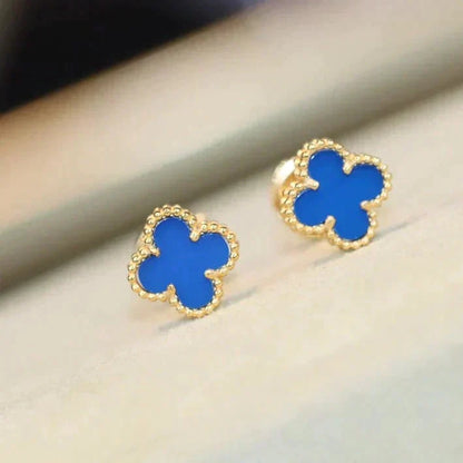 [sparkle Jewelry ]CLOVER MINI 9.5MM BLUE AGATE EARRINGS