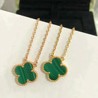 [sparkle Jewelry ]CLOVER 15MM MALACHITE SINGLE FLOWER  NECKLACE