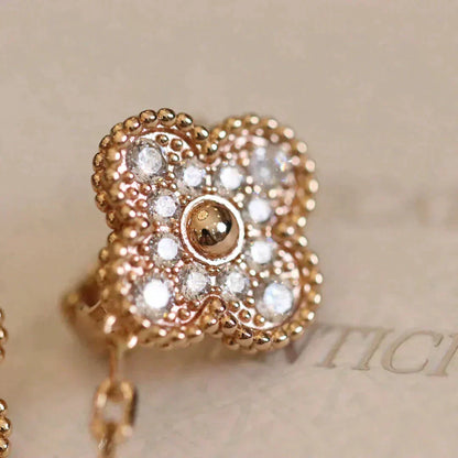 [sparkle Jewelry ]CLOVER MEDIUM 1 MOTIFS FUll DIAMOND EARRINGS