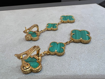 [sparkle Jewelry ]CLOVER MALACHITE 3 MOTIFS GOLD