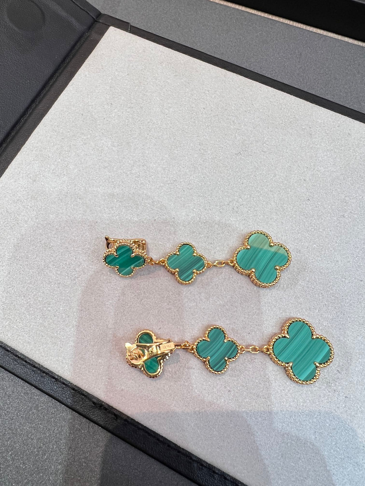 [sparkle Jewelry ]CLOVER MALACHITE 3 MOTIFS GOLD