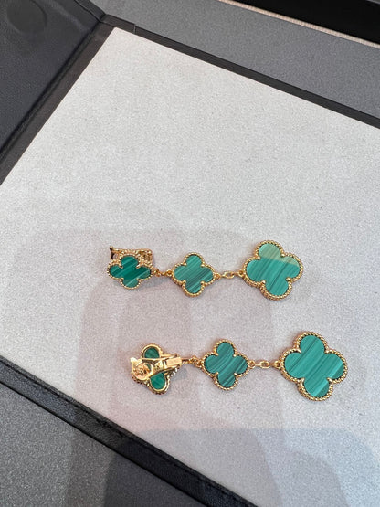[sparkle Jewelry ]CLOVER MALACHITE 3 MOTIFS GOLD
