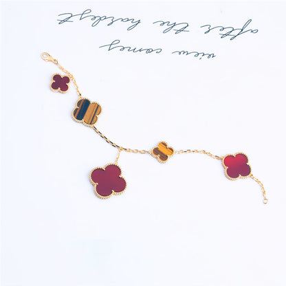[sparkle Jewelry ]CLOVER BRACELET 5 MOTIFS CARNELIAN TIGER EYE
