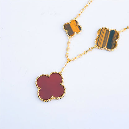 [sparkle Jewelry ]CLOVER BRACELET 5 MOTIFS CARNELIAN TIGER EYE