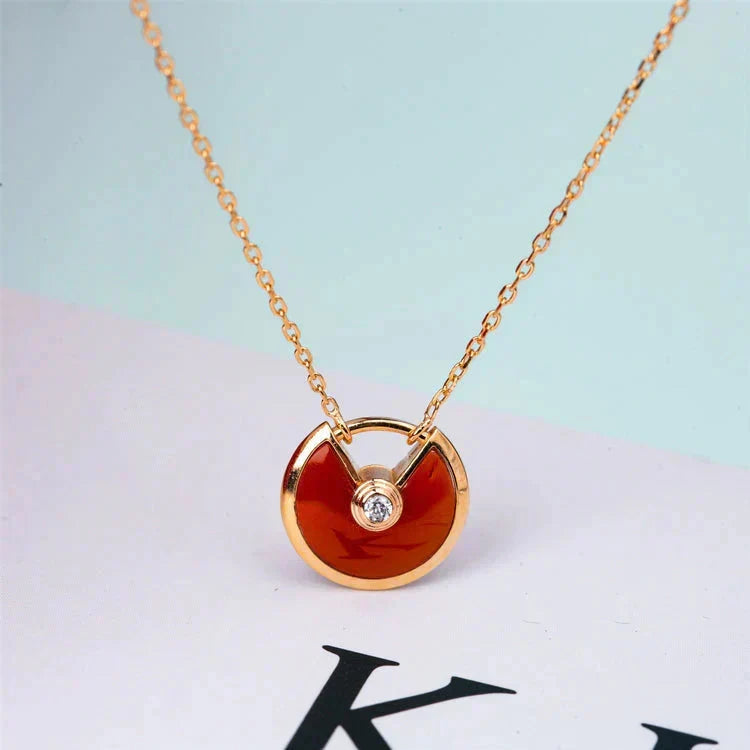[sparkle Jewelry]AMULETTE GOLD CARNELIAN ONYX NECKLACE
