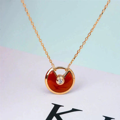 [sparkle Jewelry]AMULETTE GOLD CARNELIAN ONYX NECKLACE