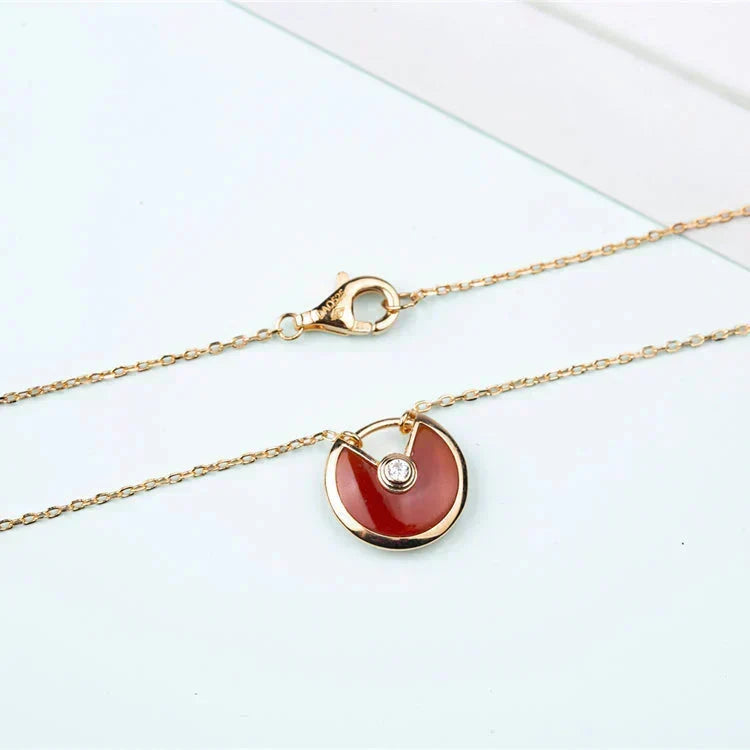 [sparkle Jewelry]AMULETTE GOLD CARNELIAN ONYX NECKLACE
