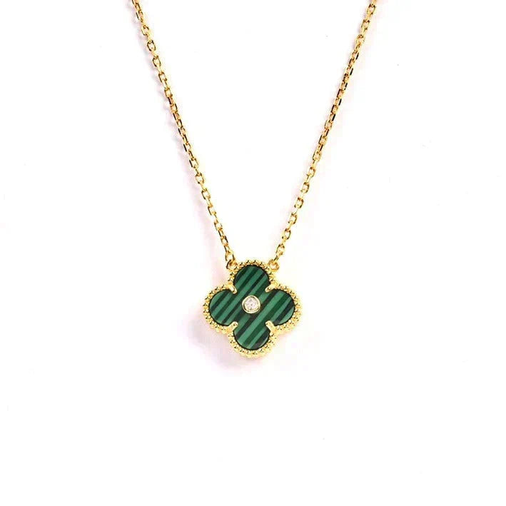 [sparkle Jewelry ]CLOVER 15MM DIAMOND TURQUOISE NECKLACE