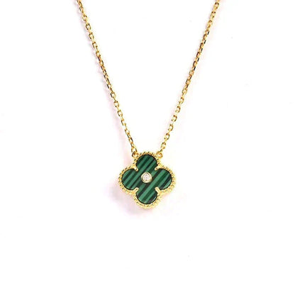 [sparkle Jewelry ]CLOVER 15MM DIAMOND TURQUOISE NECKLACE