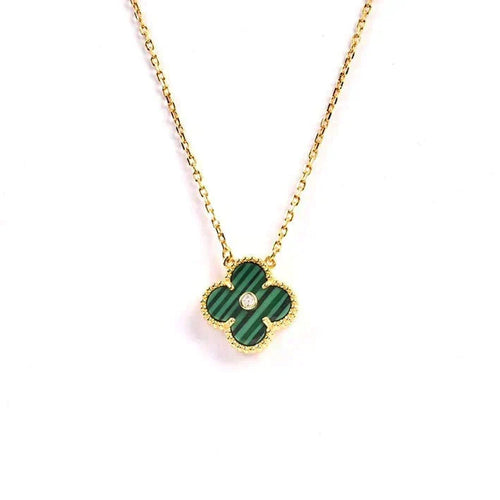 [sparkle Jewelry ]CLOVER 15MM DIAMOND TURQUOISE NECKLACE