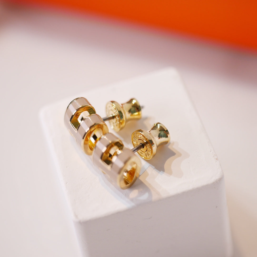 [sparkle Jewelry ]MINI POP H GOLD EARRINGS GREY