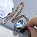 [sparkle Jewelry ]CLOVER 25MM GOLD DARK MOP BIG CLOVER NECKLACE