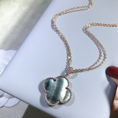 [sparkle Jewelry ]CLOVER 25MM GOLD DARK MOP BIG CLOVER NECKLACE