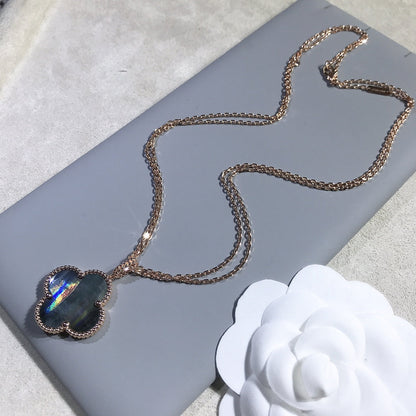 [sparkle Jewelry ]CLOVER 25MM GOLD DARK MOP BIG CLOVER NECKLACE