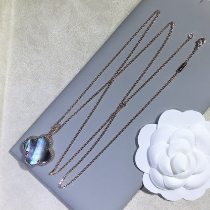 [sparkle Jewelry ]CLOVER 25MM GOLD DARK MOP BIG CLOVER NECKLACE