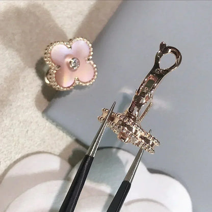 [sparkle Jewelry ]CLOVER MEDIUM 1 MOTIFS  PINK MOP DIAMOND EARRINGS