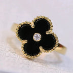 [sparkle Jewelry ]CLOVER ONYX RING GOLD DIAMOND