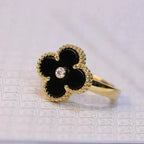 [sparkle Jewelry ]CLOVER ONYX RING GOLD DIAMOND