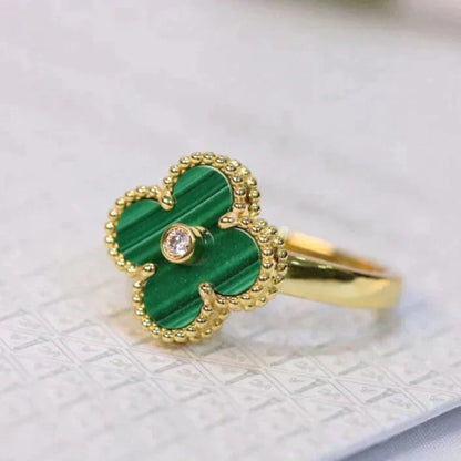 [sparkle Jewelry ]CLOVER MALACHITE RING GOLD DIAMOND
