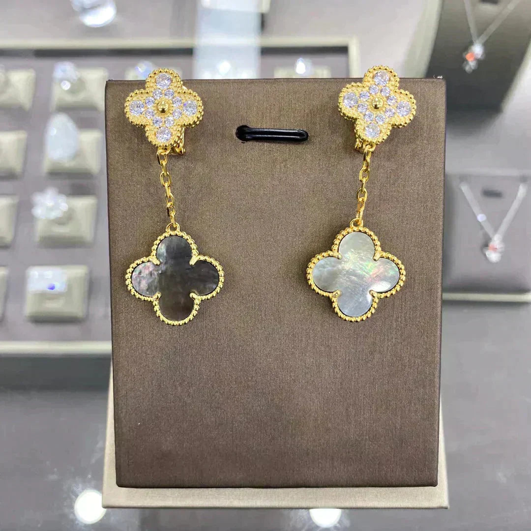 [sparkle Jewelry ]CLOVER  2 MOTIFS  DIAMOND  EARRINGS (MULTIPLE CHOICESç´