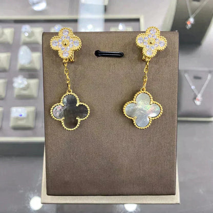 [sparkle Jewelry ]CLOVER  2 MOTIFS  DIAMOND  EARRINGS (MULTIPLE CHOICESç´