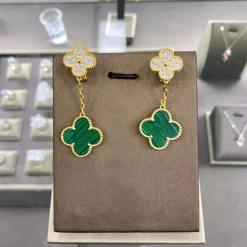 [sparkle Jewelry ]CLOVER  2 MOTIFS  DIAMOND  EARRINGS (MULTIPLE CHOICESç´