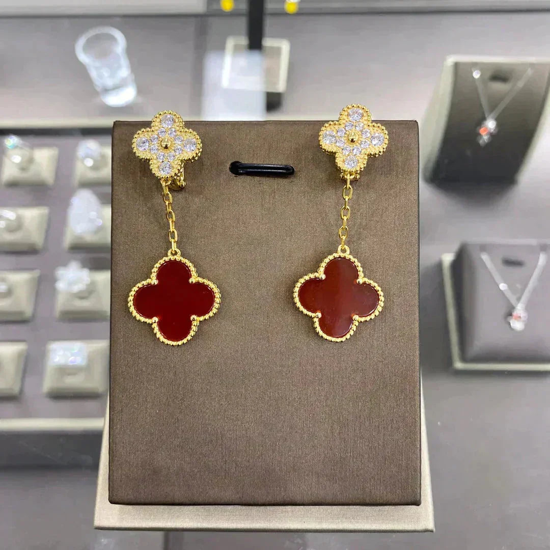 [sparkle Jewelry ]CLOVER  2 MOTIFS  DIAMOND  EARRINGS (MULTIPLE CHOICESç´