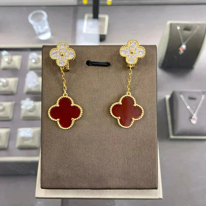 [sparkle Jewelry ]CLOVER  2 MOTIFS  DIAMOND  EARRINGS (MULTIPLE CHOICESç´