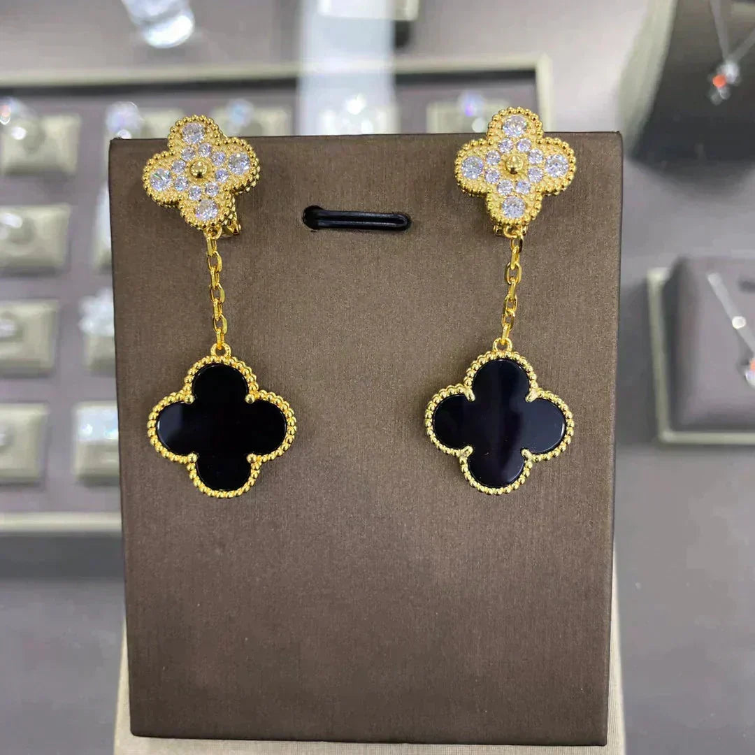 [sparkle Jewelry ]CLOVER  2 MOTIFS  DIAMOND  EARRINGS (MULTIPLE CHOICESç´