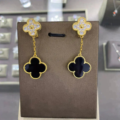 [sparkle Jewelry ]CLOVER  2 MOTIFS  DIAMOND  EARRINGS (MULTIPLE CHOICESç´