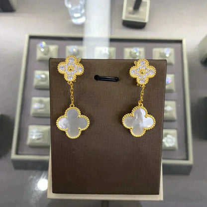 [sparkle Jewelry ]CLOVER  2 MOTIFS  DIAMOND  EARRINGS (MULTIPLE CHOICESç´
