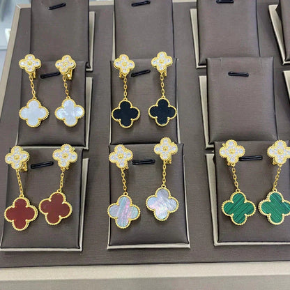 [sparkle Jewelry ]CLOVER  2 MOTIFS  DIAMOND  EARRINGS (MULTIPLE CHOICESç´
