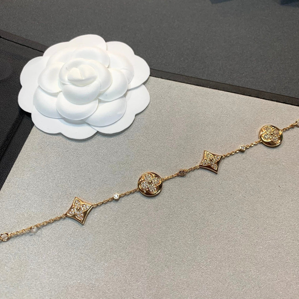 [sparkle Jewelry ]STAR AND SUN 4 MOTIFS GOLD DIAMONDS BRACELET