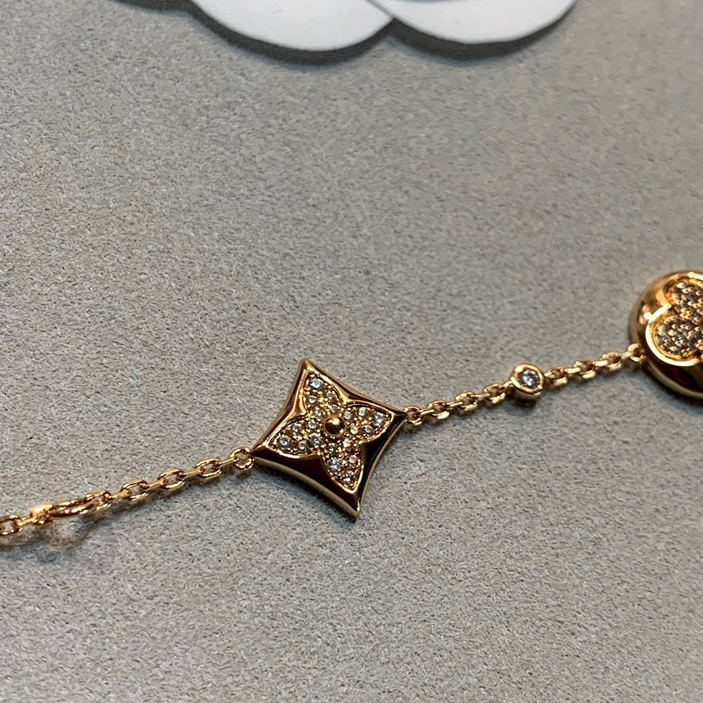 [sparkle Jewelry ]STAR AND SUN 4 MOTIFS GOLD DIAMONDS BRACELET