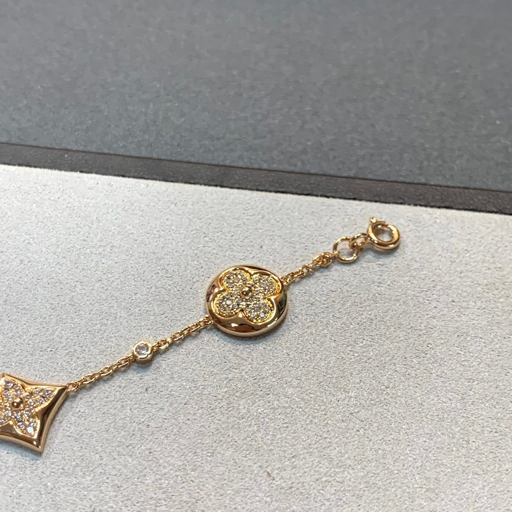[sparkle Jewelry ]STAR AND SUN 4 MOTIFS GOLD DIAMONDS BRACELET