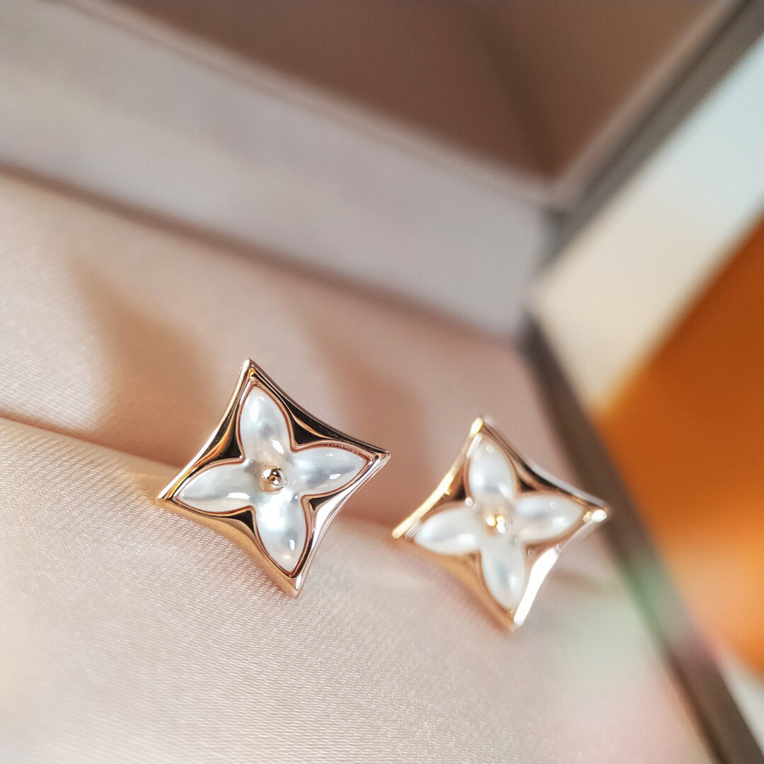 [sparkle Jewelry ]STAR MOP PINK GOLD EARRINGS
