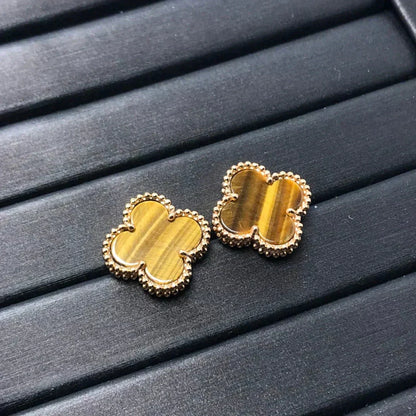 [sparkle Jewelry ]CLOVER MEDIUM 1 MOTIFS TIGER EYE EARRINGS