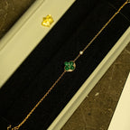 [sparkle Jewelry ]SUN MALACHITE 1 DIAMOND PINK GOLD BRACELET
