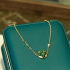 [sparkle Jewelry ]SUN MALACHITE 1 DIAMOND PINK GOLD BRACELET
